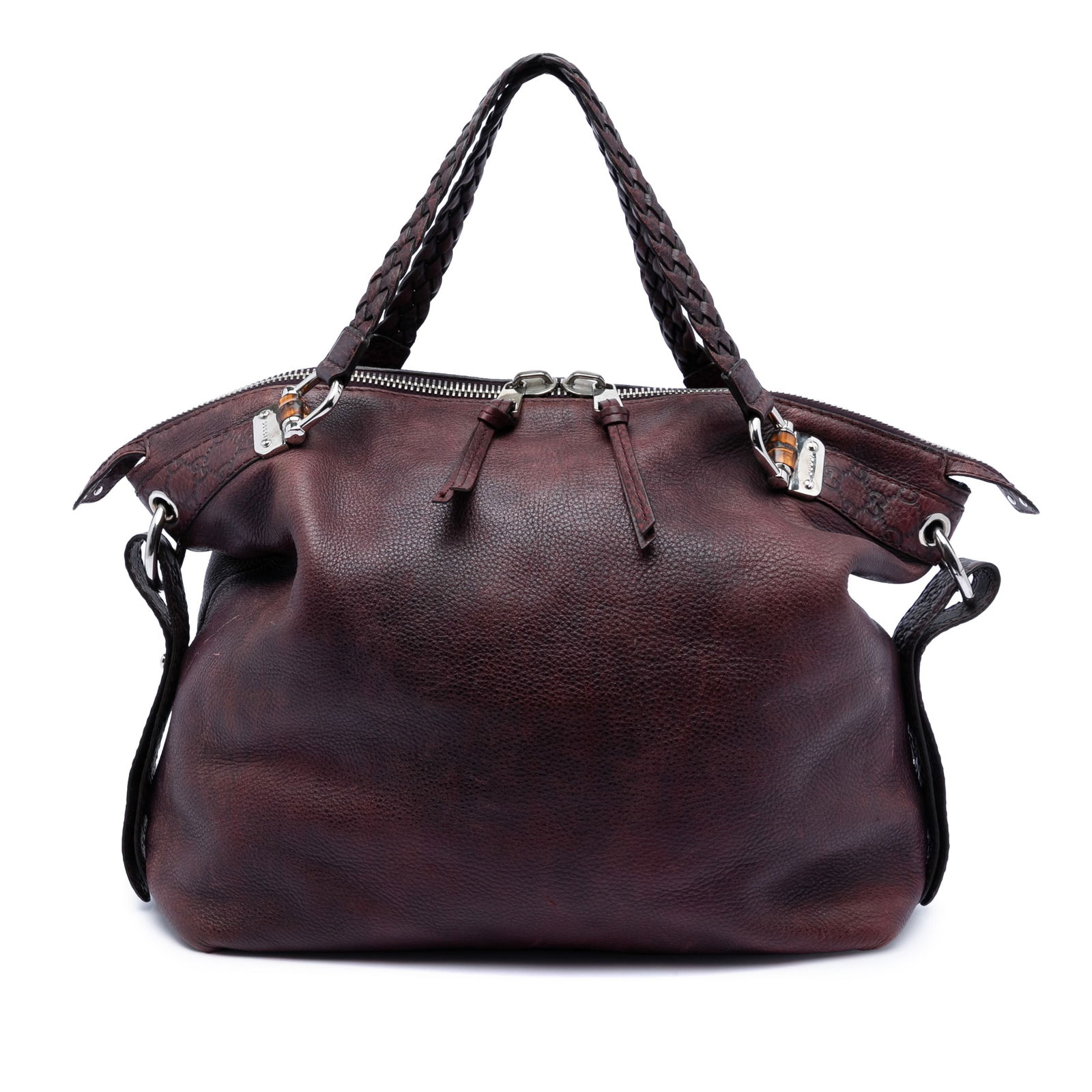 Red Leather Bamboo Bar Tote by Gucci with Braided Straps (1 of 7)