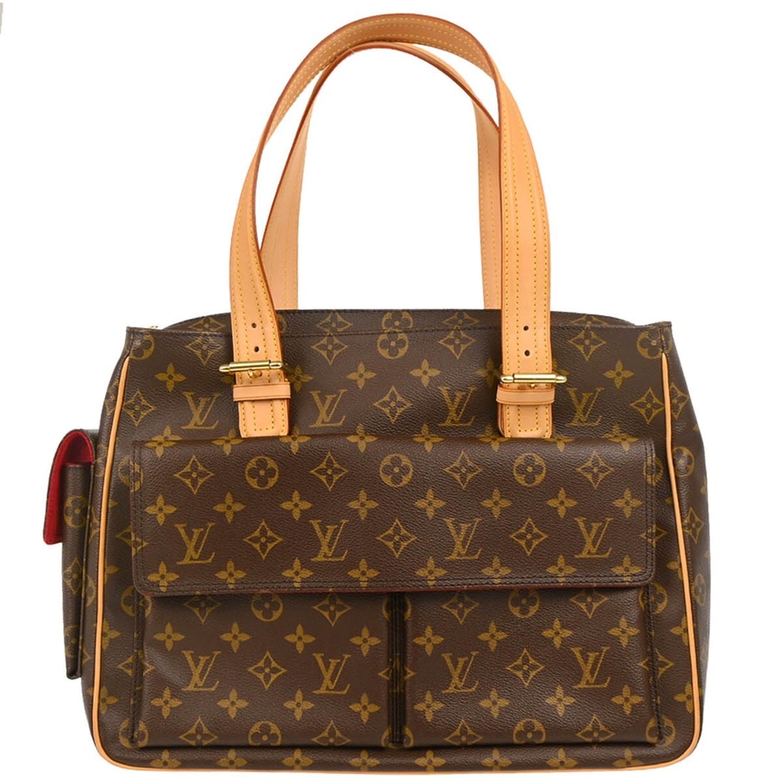 Louis Vuitton Multipli Cite Handbag M51162 Monogram Canvas Brown Red Alcantara (1 of 10)