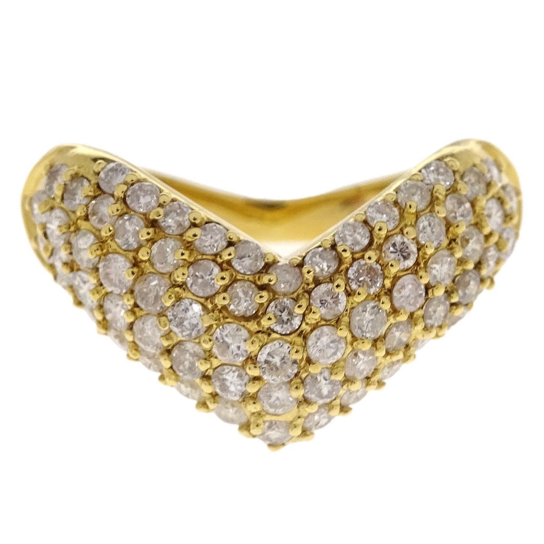 18K Gold Round Diamond Vintage Ring Size 49 (1 of 4)