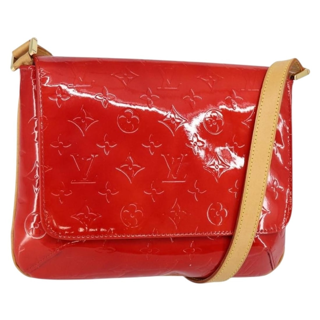 LOUIS VUITTON Red Monogram Vernis Thompson Street Shoulder Bag M91094 Auth: LOUIS VUITTON Red Monogram Vernis Thompson Street Shoulder Bag M91094 Auth Introducing the LOUIS VUITTON Monogram Vernis Thompson Street Bag, a stylish shoulder bag crafted from luxurious patent leath