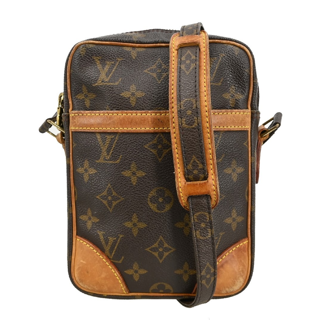 Louis Vuitton Danube Monogram Canvas Crossbody Bag M45266: Louis Vuitton Danube Monogram Canvas Crossbody Bag M45266 This Louis Vuitton Danube crossbody shoulder bag features the iconic Monogram canvas leather exterior with brown leather and canvas accents. D