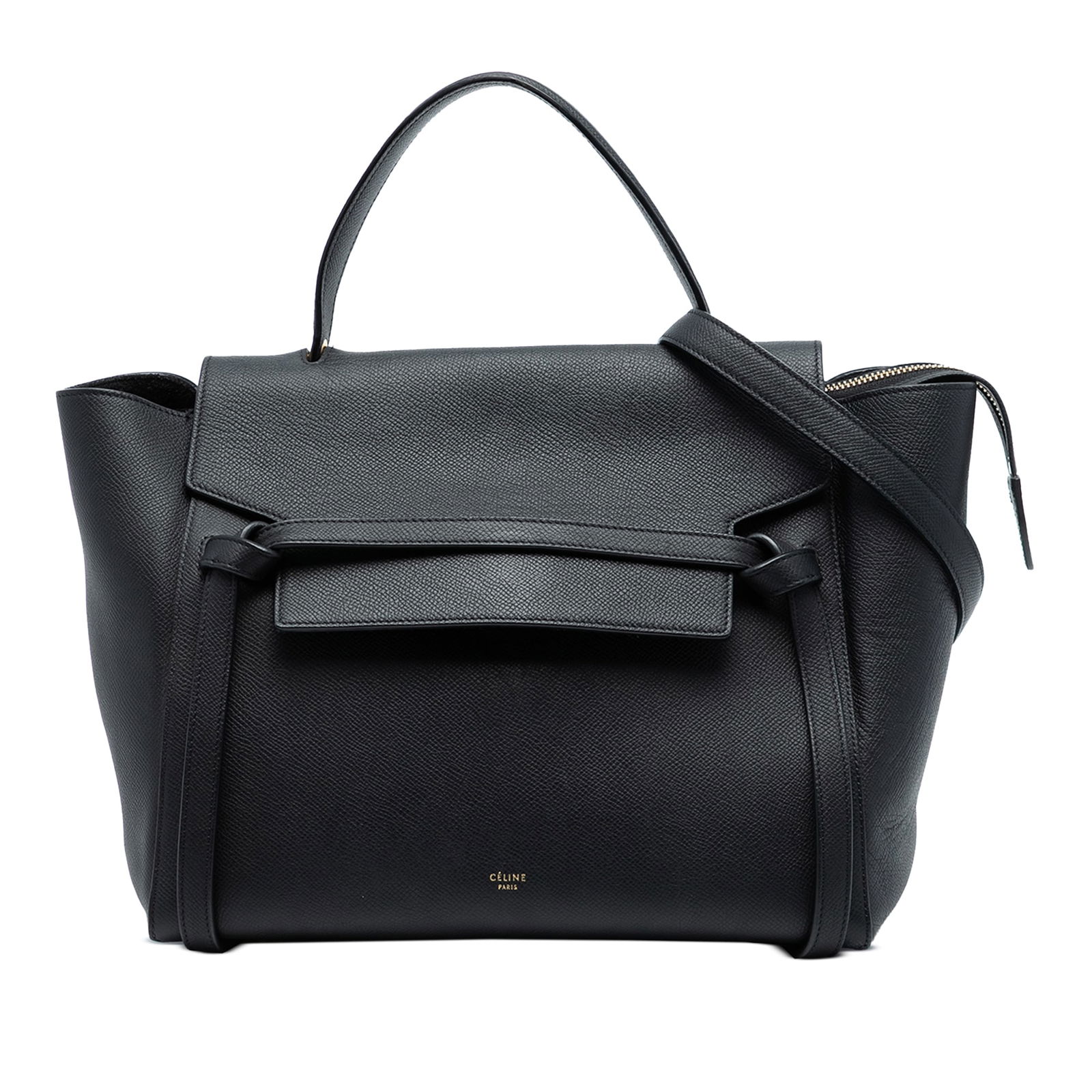 Celine Mini Belt Bag Black Grained Calfskin Leather Satchel (1 of 7)