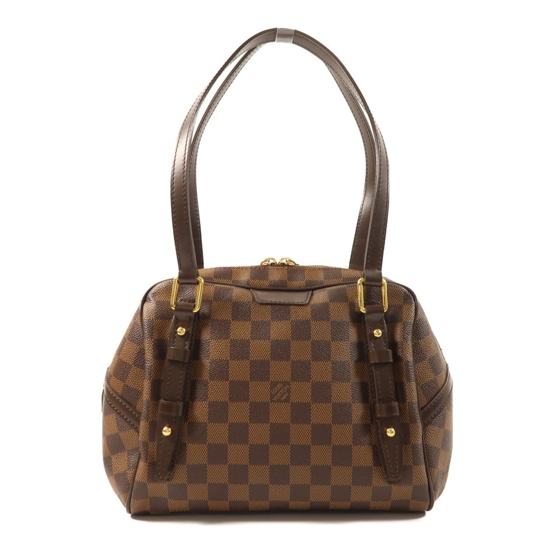 Louis Vuitton Rivington PM Brown Damier Ebene Shoulder Tote N41157: Louis Vuitton Rivington PM Brown Damier Ebene Shoulder Tote N41157 This Louis Vuitton Rivington PM Shoulder Tote Bag features the classic Damier Ebene brown PVC coated canvas and is accented with gold