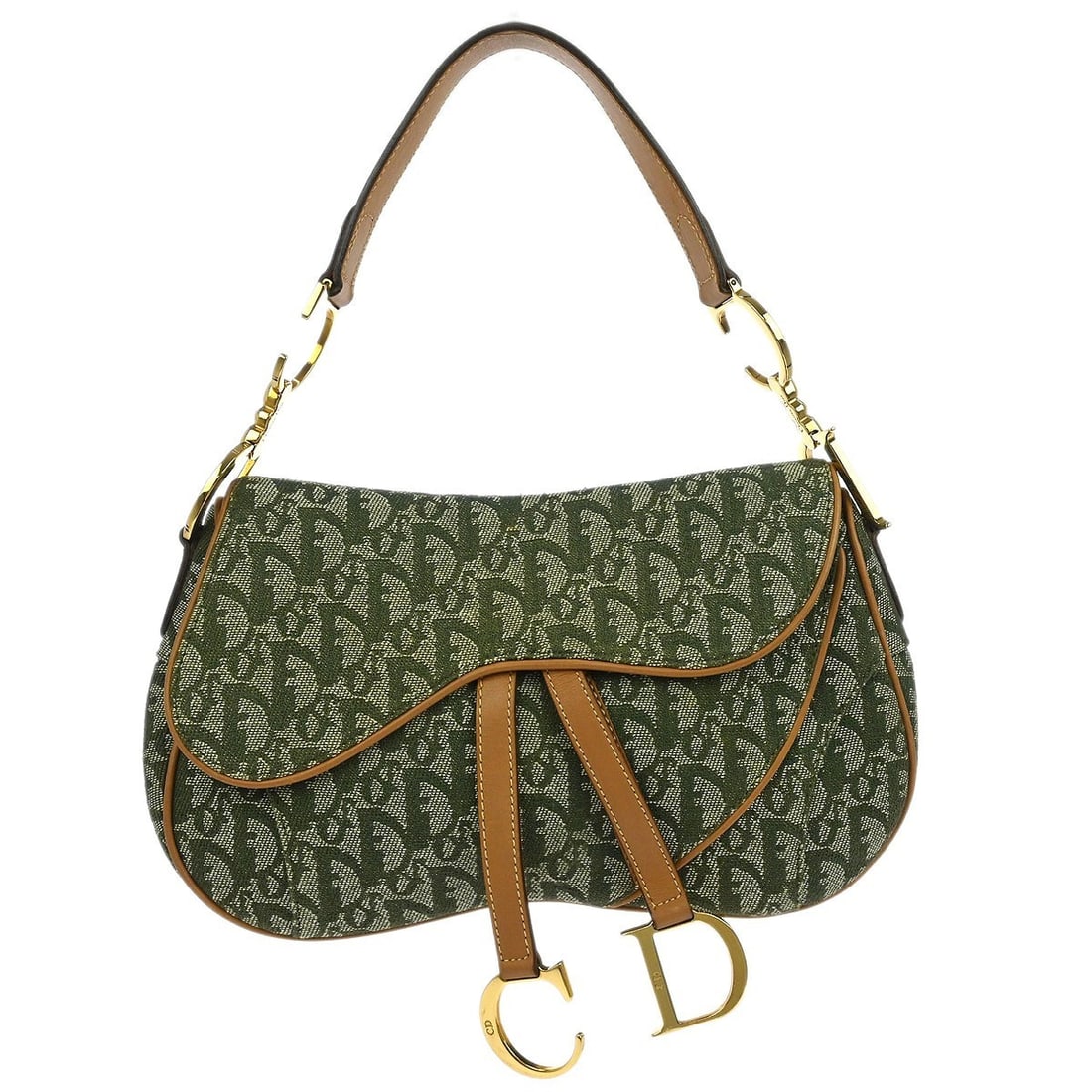 Christian Dior Green Trotter Saddle Handbag RU0091 Italy: Christian Dior Green Trotter Saddle Handbag RU0091 Italy Introducing the Christian Dior Green Trotter Double Saddle Handbag, a stylish addition to your collection. This medium-sized saddle bag feature
