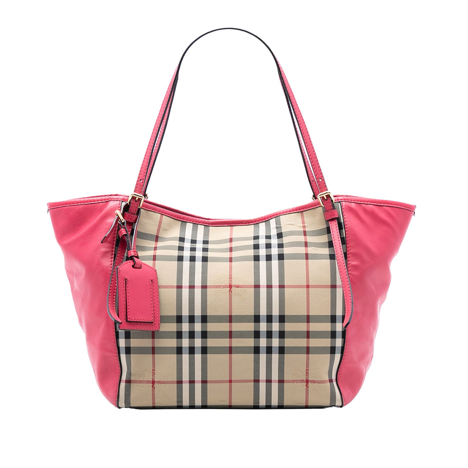 Burberry Canterbury Tote Small Haymarket Check Canvas and Leather Bag: Burberry Canterbury Tote Small Haymarket Check Canvas and Leather Bag This Burberry Small Canterbury tote features the iconic Haymarket check canvas with leather side panels. The bag includes adjustab