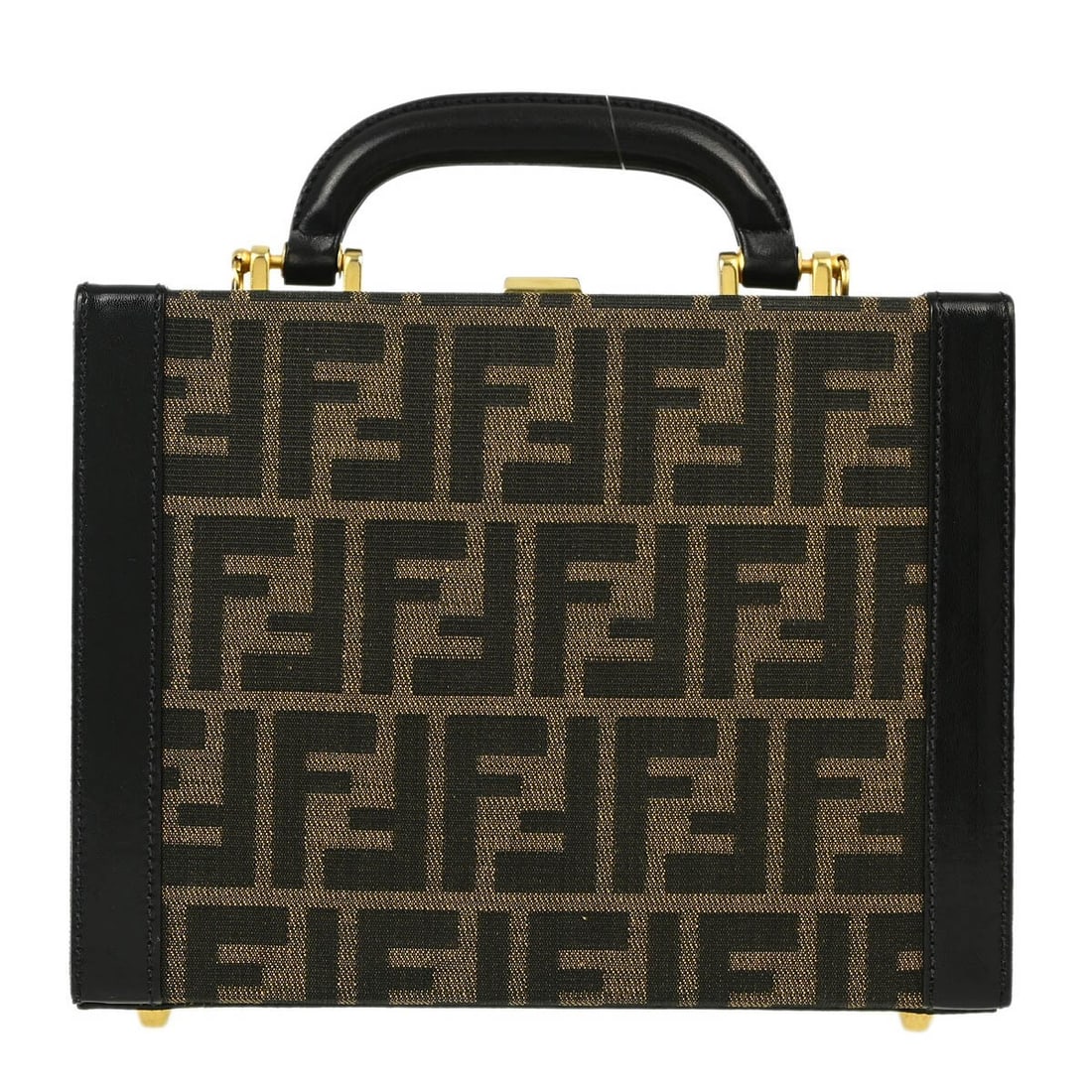 Fendi Zucca canvas cosmetic case in brown and black: Fendi Zucca canvas cosmetic case in brown and black This Fendi makeup box features the iconic brown and black Zucca pattern on durable canvas. Crafted in Italy, it offers a spacious interior and a sty
