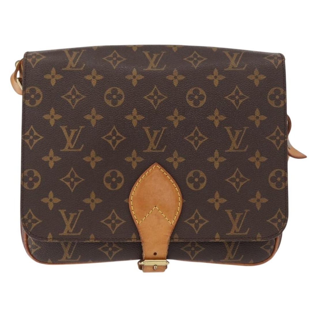Louis Vuitton Monogram Canvas Cartouchiere Shoulder Bag 27cm: Louis Vuitton Monogram Canvas Cartouchiere Shoulder Bag 27cm This pre-owned Louis Vuitton Cartouchiere shoulder handbag for women features the classic brown Monogram canvas. It shows signs of wear, in