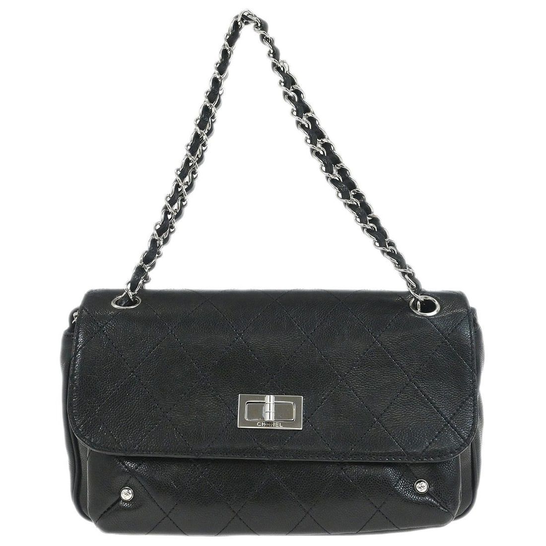 Chanel Mademoiselle Lock Black Leather Medium Shoulder Bag (1 of 10)