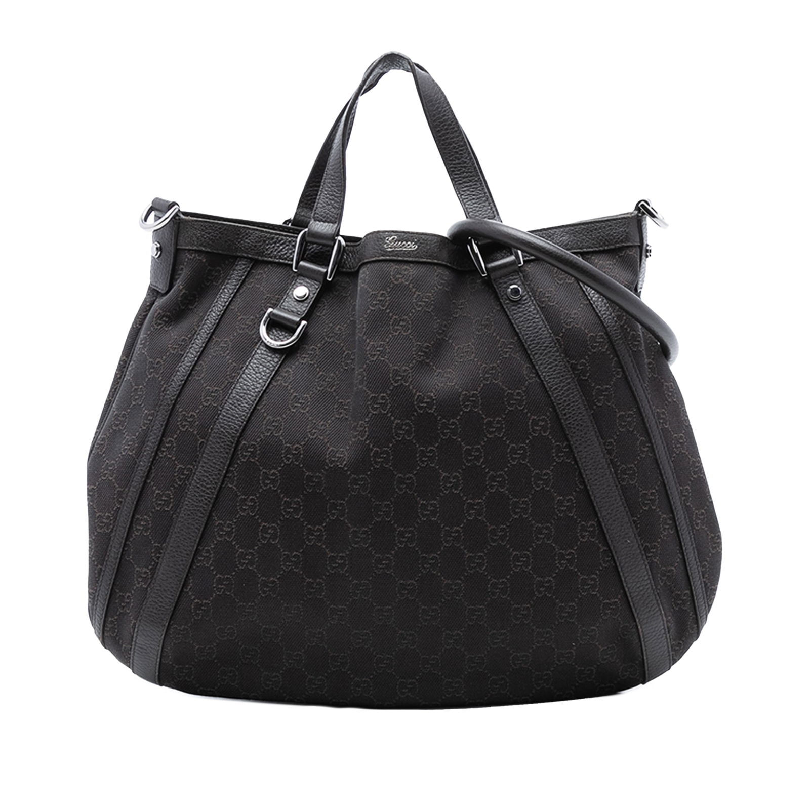 Gucci Abbey D Ring Satchel in GG Denim with Leather Trim (1 of 7)