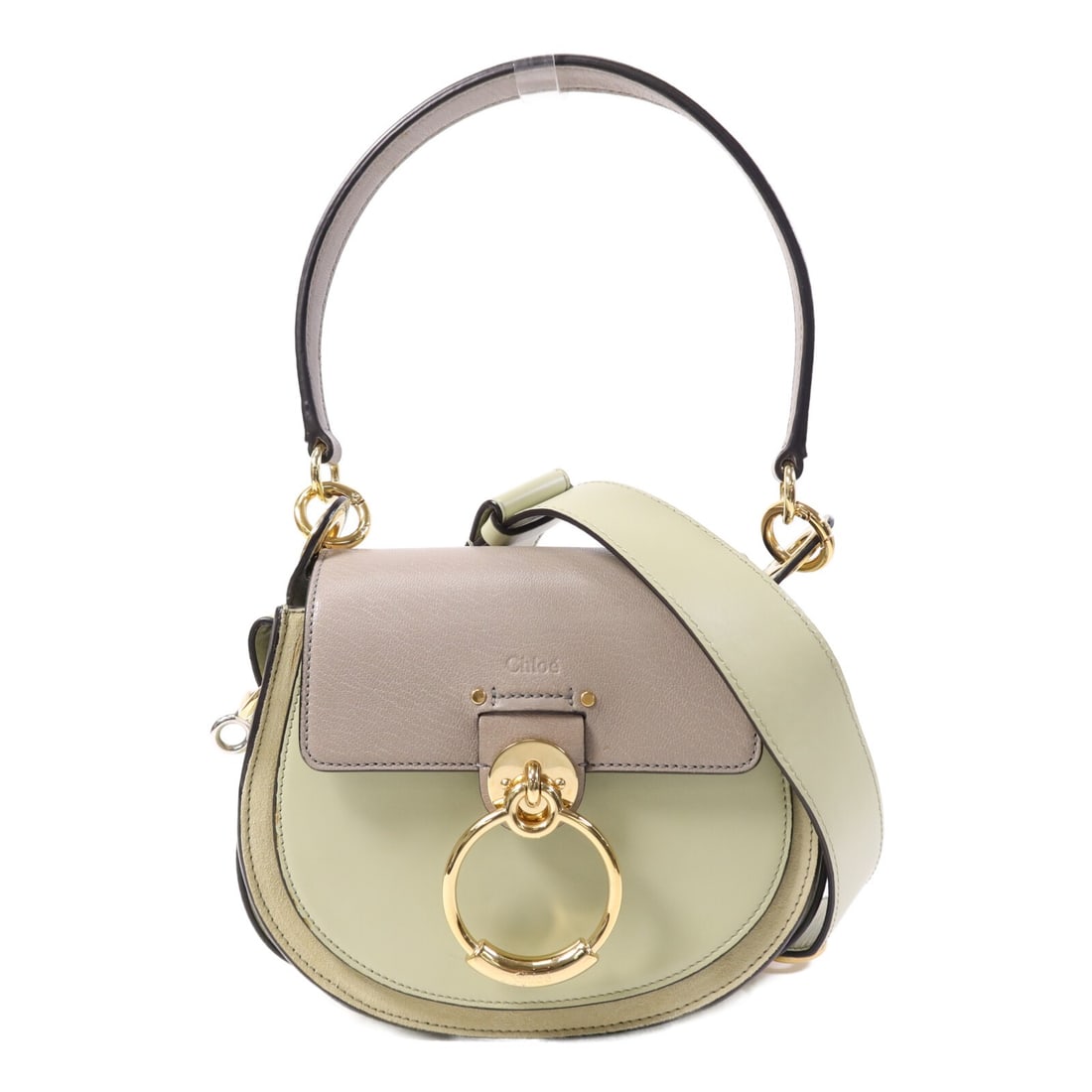 Chloe Green Calfskin Leather Two Way Shoulder Bag with Gold Hardware: Chloe Green Calfskin Leather Two Way Shoulder Bag with Gold Hardware This Chloe 2-way shoulder bag is crafted from green calfskin leather and offers versatile wear options. Made in France, it features