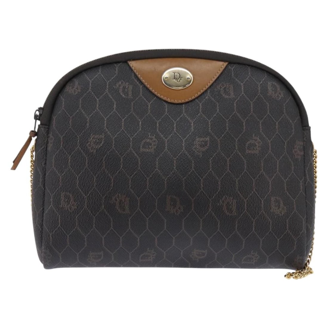 Vintage Christian Dior Black Canvas Honeycomb Shoulder Bag: Vintage Christian Dior Black Canvas Honeycomb Shoulder Bag This pre-owned Christian Dior vintage shoulder bag features a black canvas body with the signature honeycomb chain detail. Designed for women