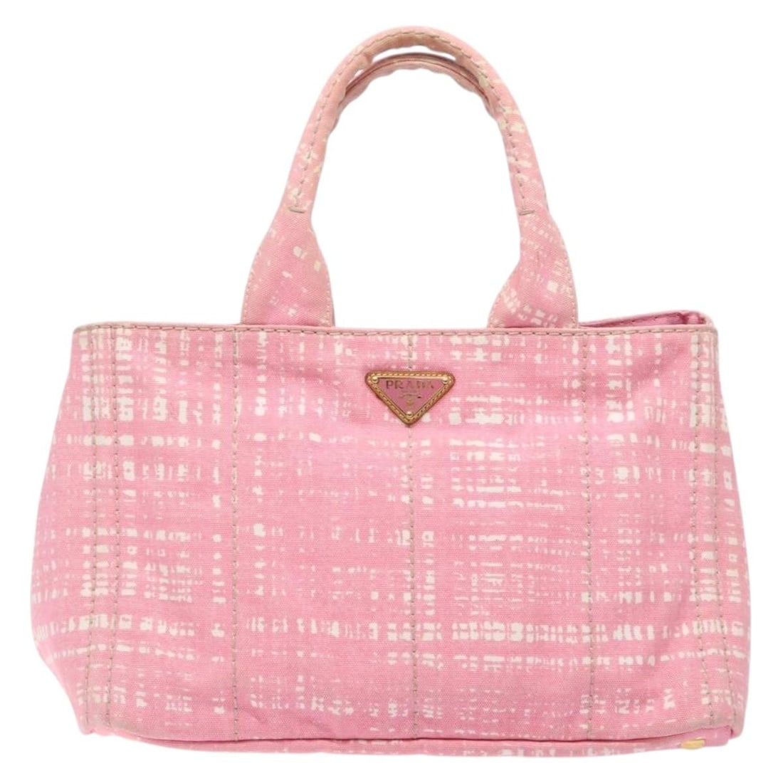 Prada Canapa Canvas Tote Bag Pink 35cm by 22cm by 22cm: Prada Canapa Canvas Tote Bag Pink 35cm by 22cm by 22cm This Prada Canapa Open Tote is crafted from pink canvas designed for women. The tote features a spacious interior with pockets and metal fittings