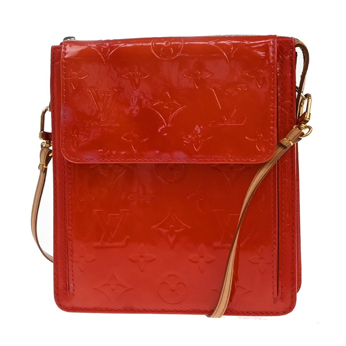 Red Vernis Patent Leather Mott Shoulder Bag by Louis Vuitton: Red Vernis Patent Leather Mott Shoulder Bag by Louis Vuitton The Louis Vuitton Mott Handbag features a striking red Monogram Vernis patent leather design. Designed for women, this pre-owned handbag di