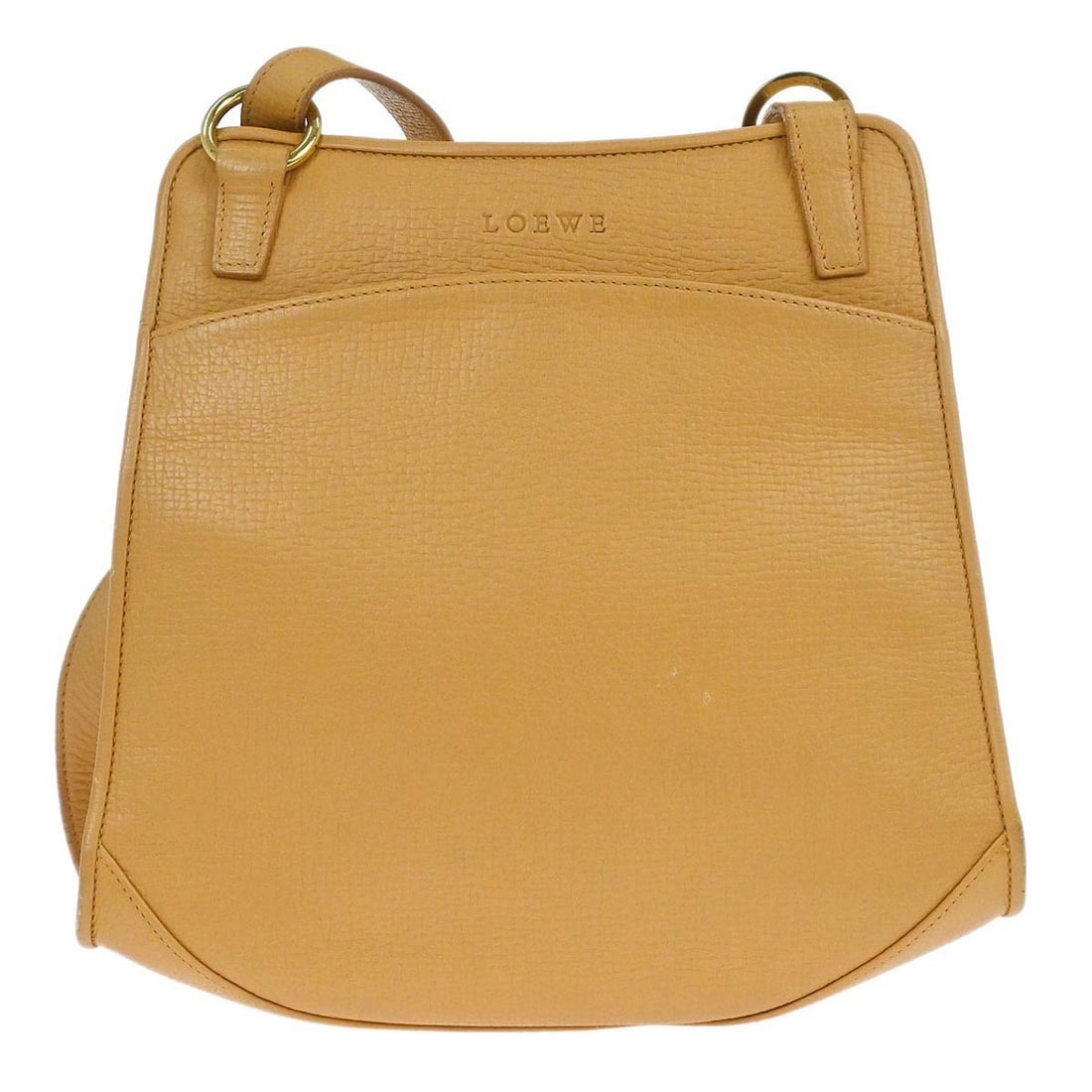 Beige Leather Medium Shoulder Bag by Loewe with Inner Pockets: Beige Leather Medium Shoulder Bag by Loewe with Inner Pockets This Loewe beige leather shoulder bag features a medium-sized silhouette with a shoulder strap and inner pockets for added functionality.