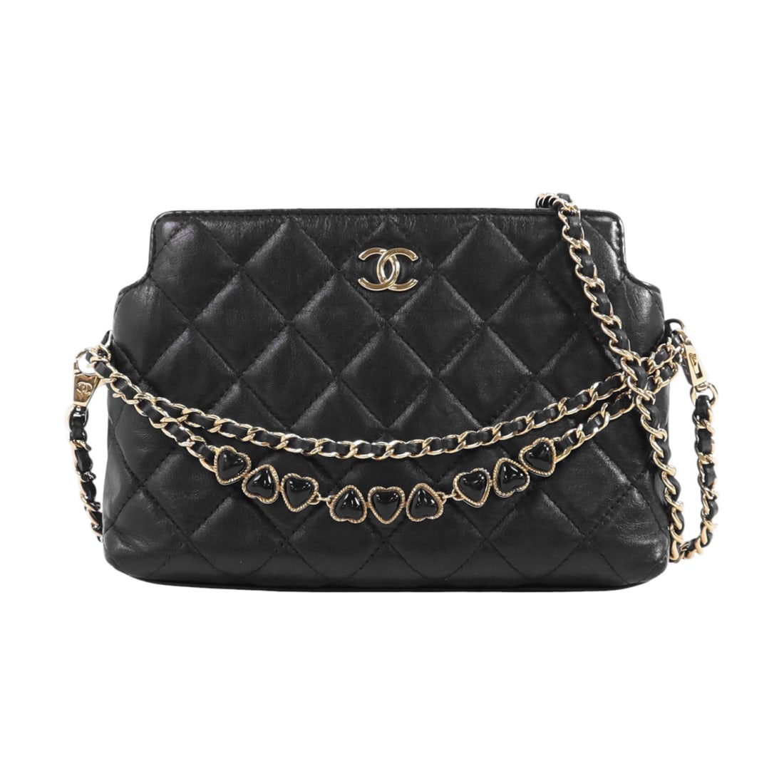 Chanel Black Lambskin AP3787 Shoulder Bag with Gold Tone CC Chain (1 of 18)
