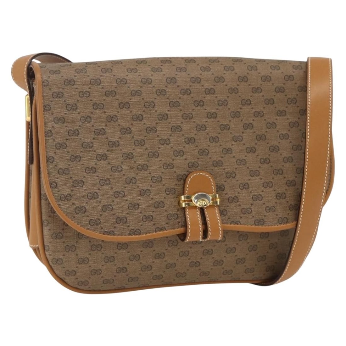 Beige and Gold Micro GG Supreme PVC Shoulder Bag by Gucci 001 406 1780: Beige and Gold Micro GG Supreme PVC Shoulder Bag by Gucci 001 406 1780 This GUCCI Micro GG Supreme shoulder bag features a beige and gold color scheme with PVC leather and micro small GG canvas exteri