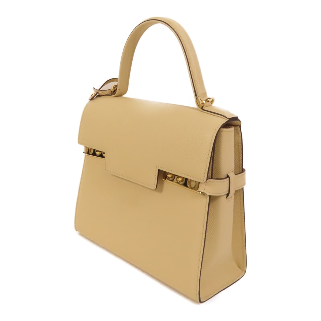 Delvaux Tempete PM 2way Shoulder Bag Beige Calfskin Leather - 3