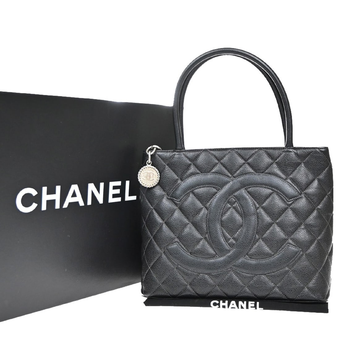 Chanel Black Quilted Leather Medallion Tote Bag 30cm (1 of 16)