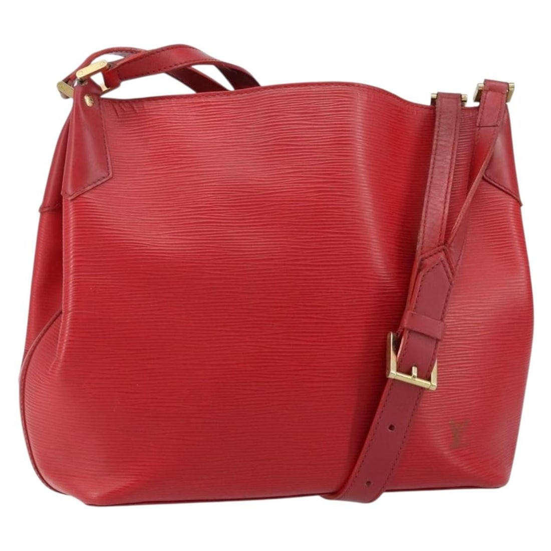 Red Epi Leather Mandara Shoulder Bag by Louis Vuitton: Red Epi Leather Mandara Shoulder Bag by Louis Vuitton This Louis Vuitton Mandara handbag is crafted from red Epi leather and designed for women. It features a shoulder strap and metal fittings. The ba