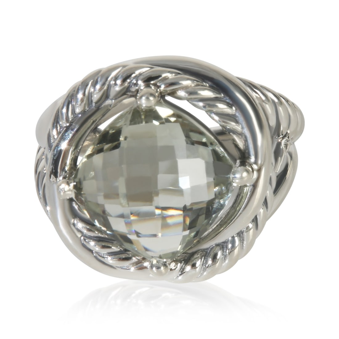 Infinity Collection Prasiolite Ring in Sterling Silver Size 6 by David Yurman: Infinity Collection Prasiolite Ring in Sterling Silver Size 6 by David Yurman This David Yurman Infinity ring features a prasiolite main stone set in sterling silver. Designed for women, the ring is p