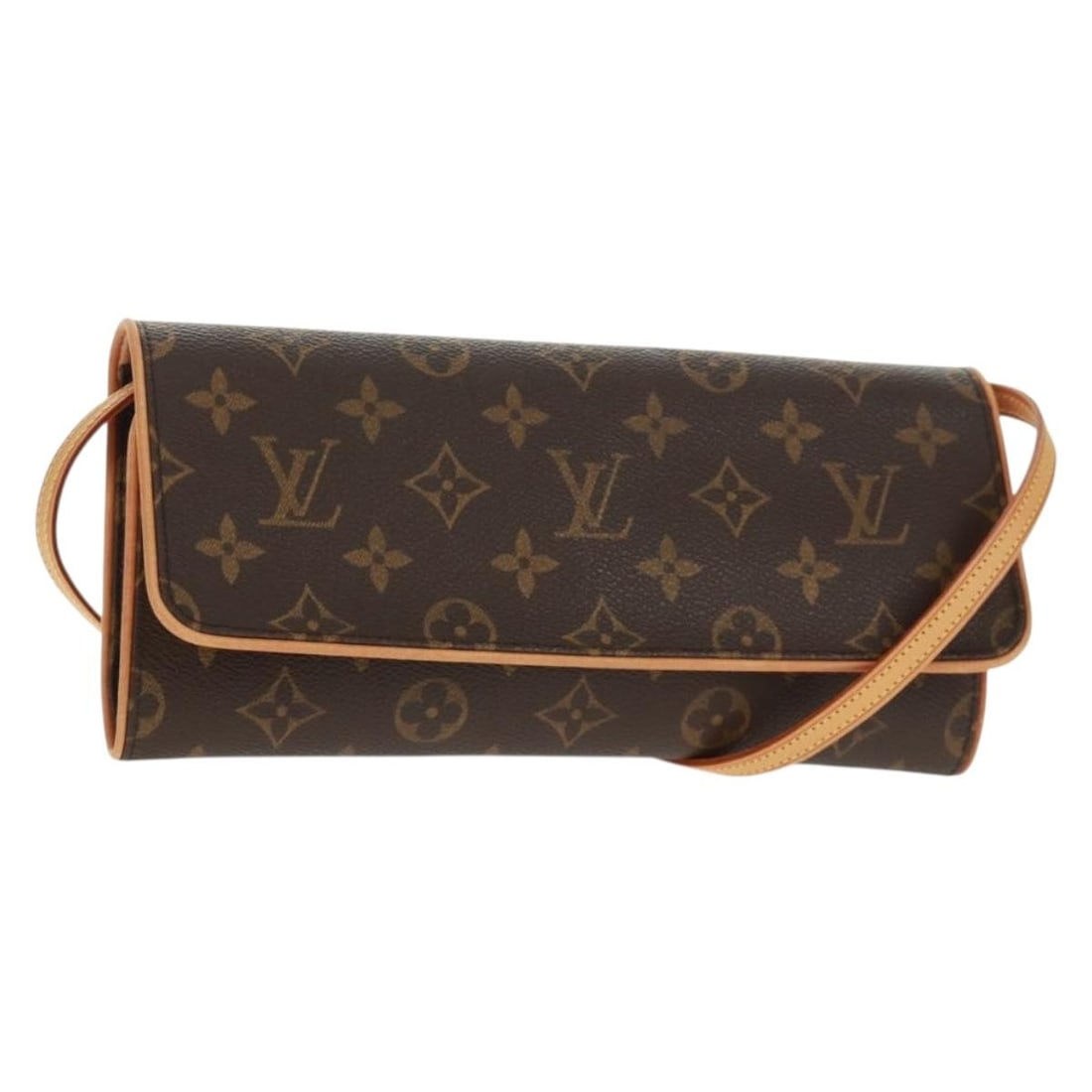 Louis Vuitton Monogram Canvas Pochette Twin GM Shoulder Bag M51852 with Strap: Louis Vuitton Monogram Canvas Pochette Twin GM Shoulder Bag M51852 with Strap This Louis Vuitton Monogram Pochette Twin GM Shoulder Bag features the signature monogram canvas with a classic design. Th