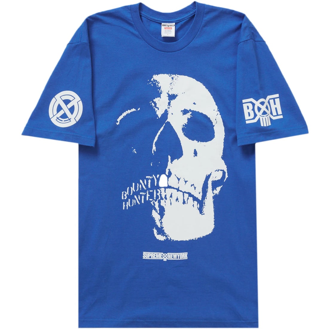 Bounty Hunter Skull Collaboration Blue T Shirt by Supreme XL: Bounty Hunter Skull Collaboration Blue T Shirt by Supreme XL This is an authentic Supreme x Bounty Hunter Skull Blue Tee in blue, presented in un-used and unworn condition. The shirt is a collaboratio