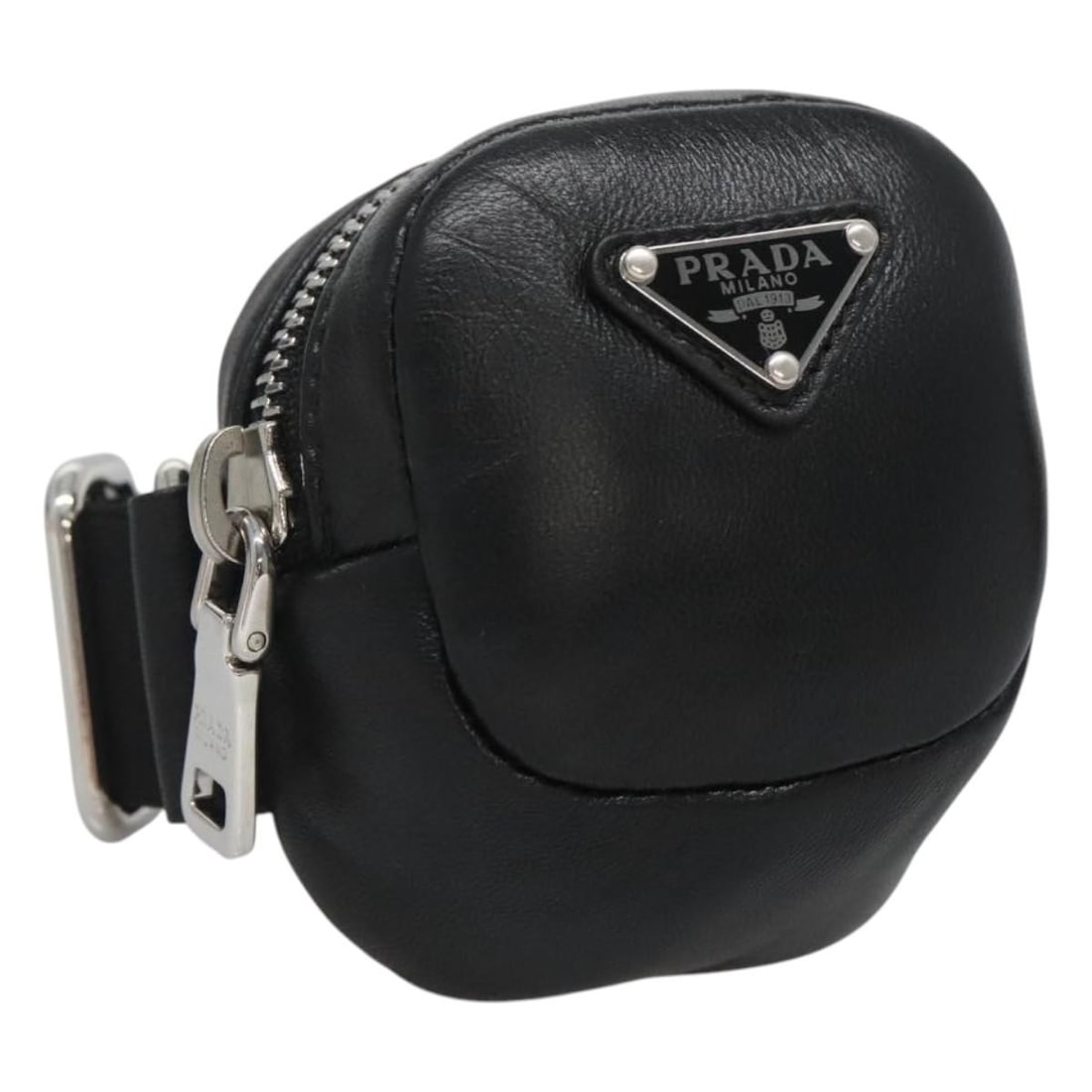 Prada Black Leather Pouch with Silver Accents Made in Italy (1 of 18)