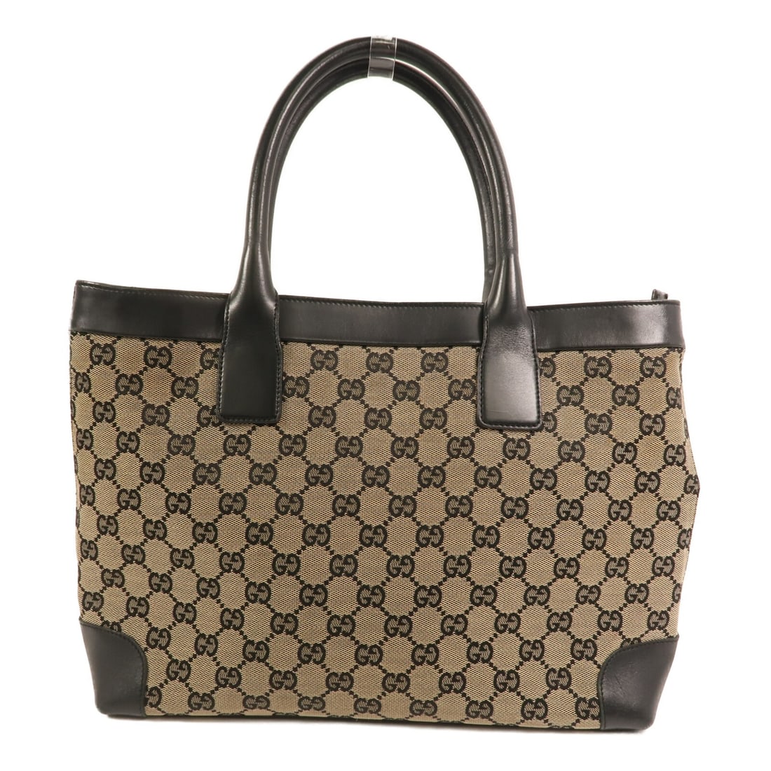 Beige GG Canvas Tote with Gold Hardware by Gucci 002-1119: Beige GG Canvas Tote with Gold Hardware by Gucci 002-1119 This Gucci tote bag is crafted from beige GG canvas and features a classic and versatile design. Made in Italy, it is designed for regular siz