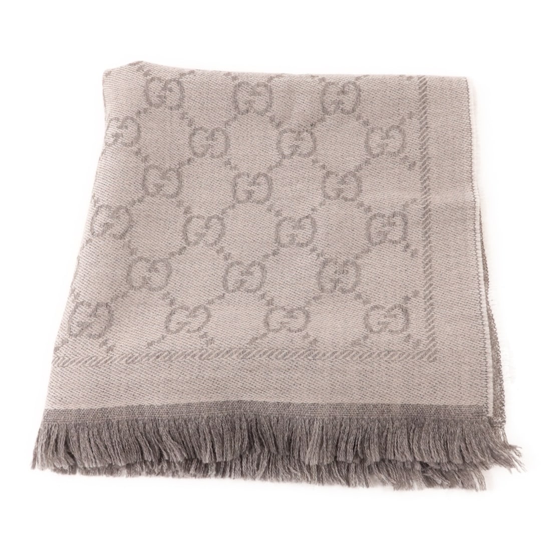 Gray Wool GG Pattern Scarf by Gucci Italy (1 of 13)