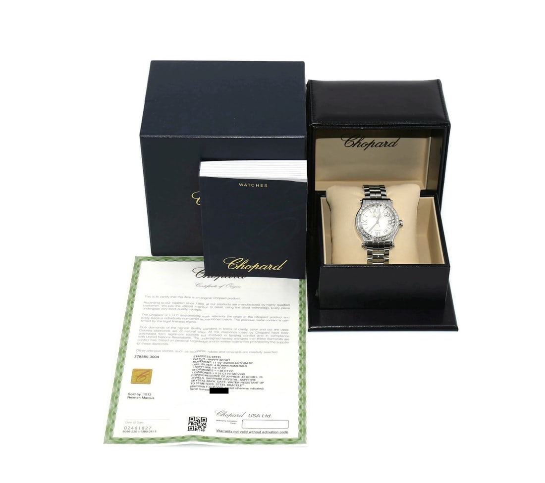 Chopard Happy Sport Diamond Watch 278559 Stainless Steel 36mm Authentic - 6