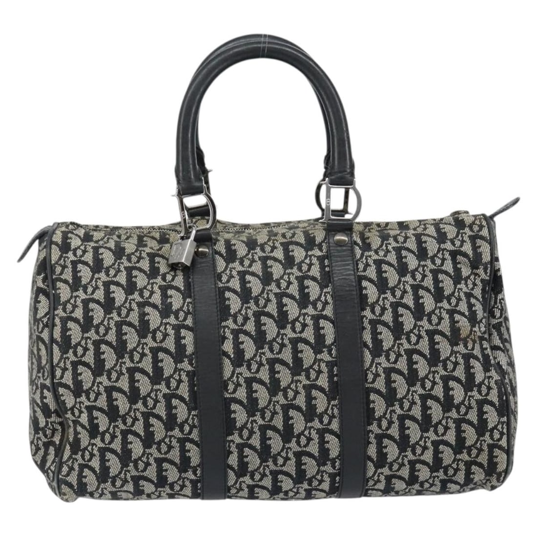 Christian Dior Canvas Boston Bag Vintage Trotter 34cm: Christian Dior Canvas Boston Bag Vintage Trotter 34cm This Christian Dior Vintage Trotter Boston Bag features a black canvas exterior designed for unisex use. The pre-owned bag shows typical signs of