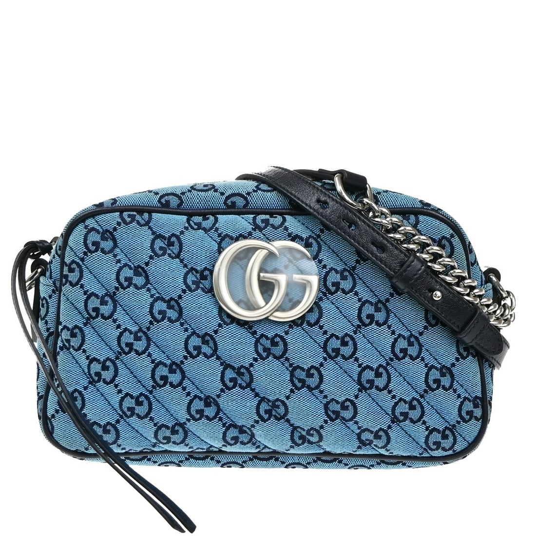 Blue Canvas Gucci GG Marmont Shoulder Bag for Women Italy (1 of 14)