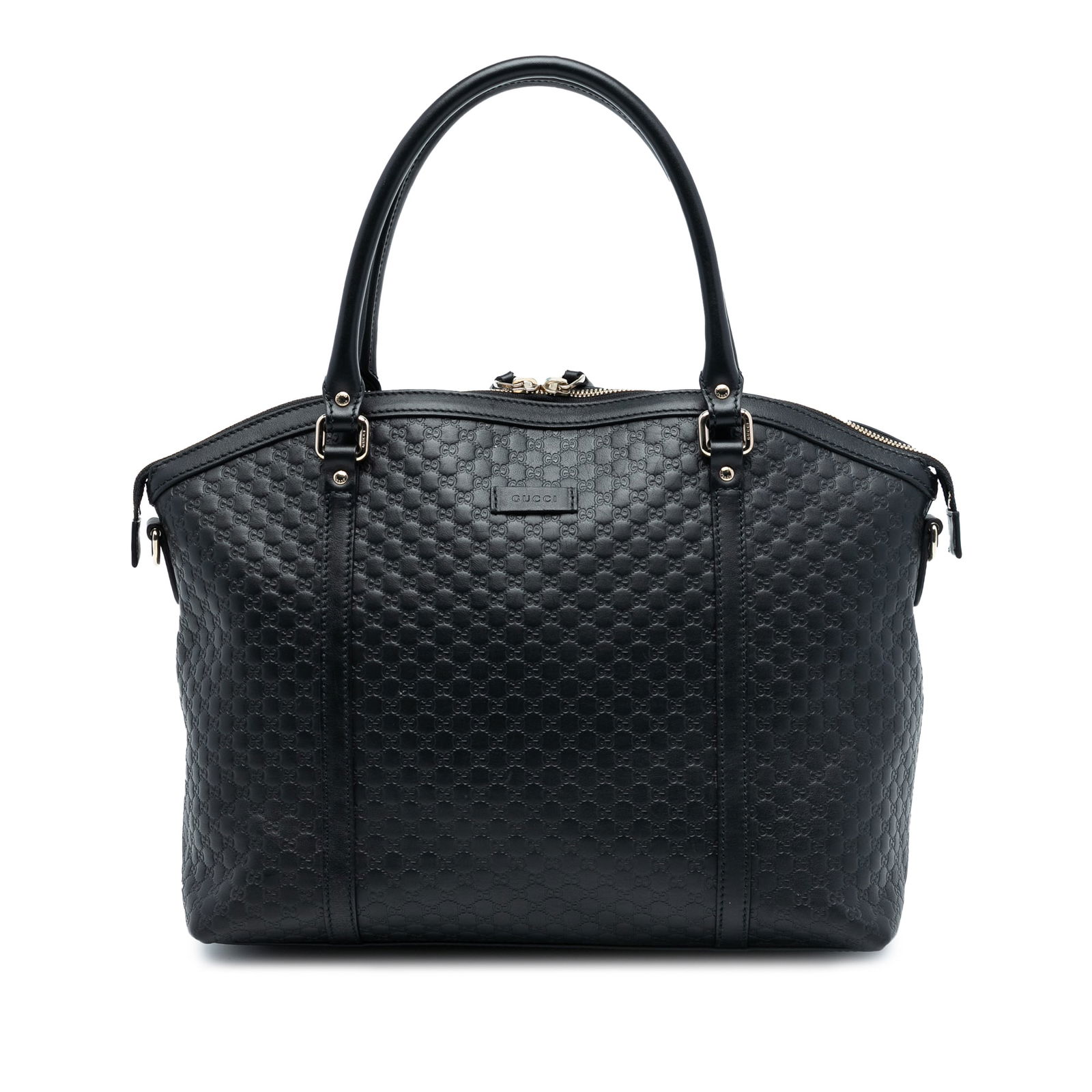 Black Leather Gucci Microguccissima Large Dome Satchel Bag (1 of 7)