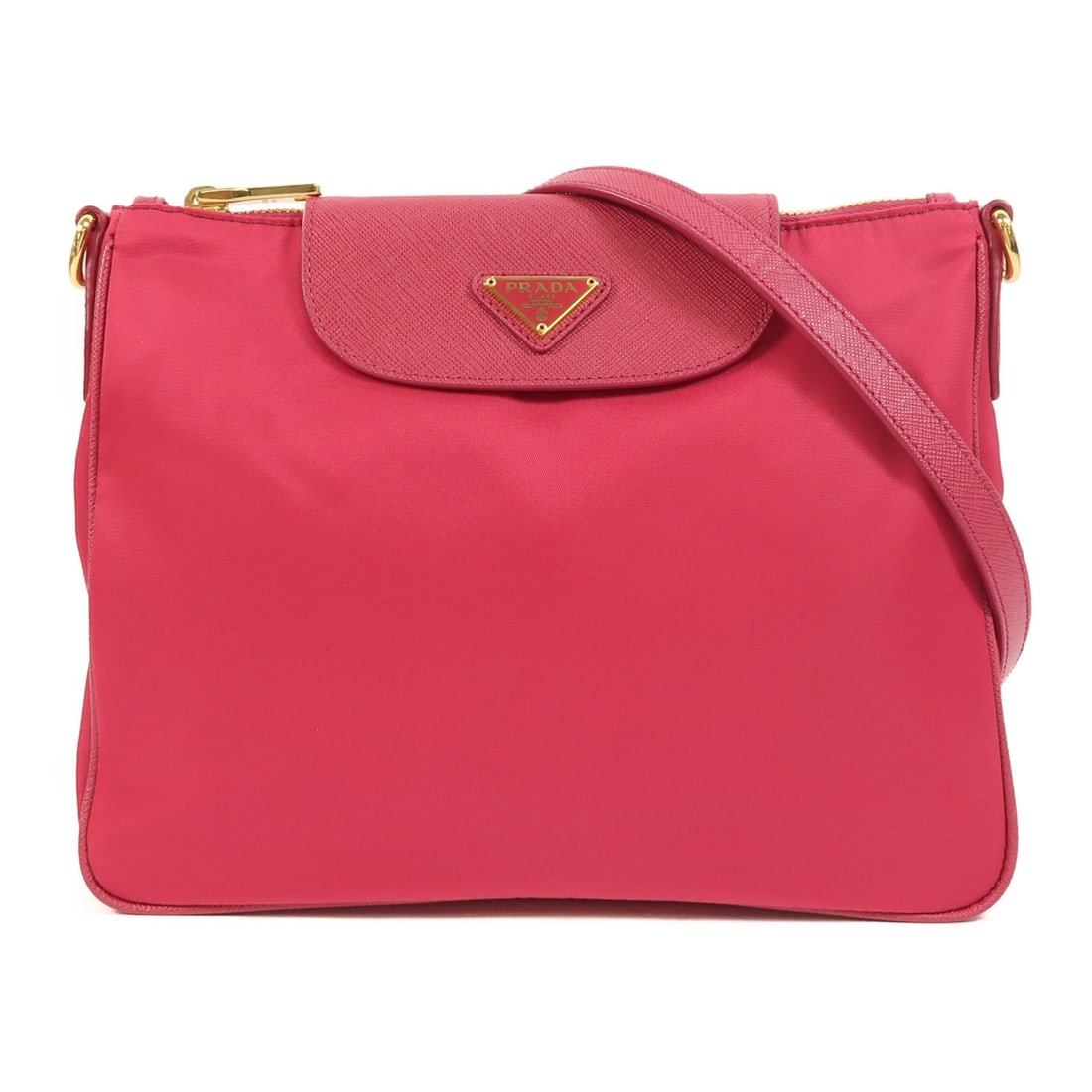 Prada Pink Nylon 1BH933 Shoulder Bag with Gold Tone Hardware (1 of 18)