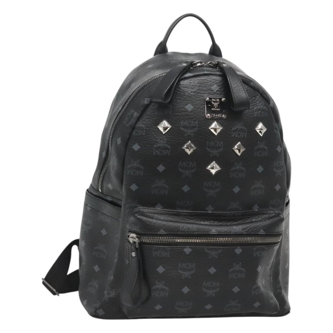 MCM Vicetos Logogram Black Silver Backpack PVC Leather Auth Z6402 (1 of 18)