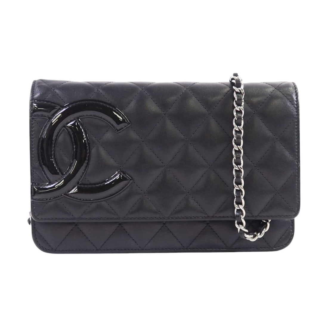 Chanel Black Calfskin Leather Wallet On Chain CC Logo Shoulder Bag (1 of 18)