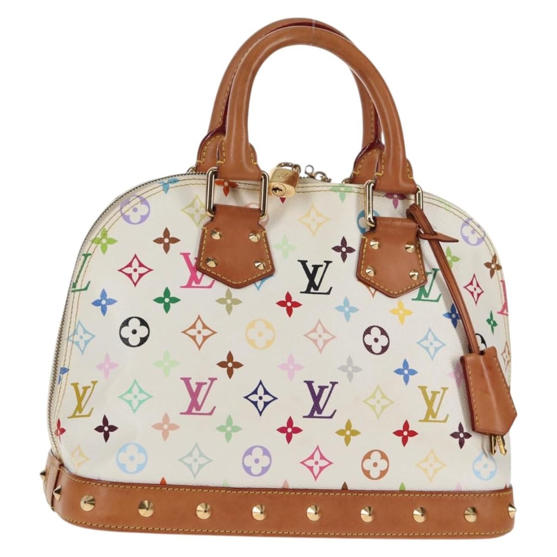 LOUIS VUITTON Monogram Multicolor Alma Hand Bag White M92647 Italy Auth (1 of 18)