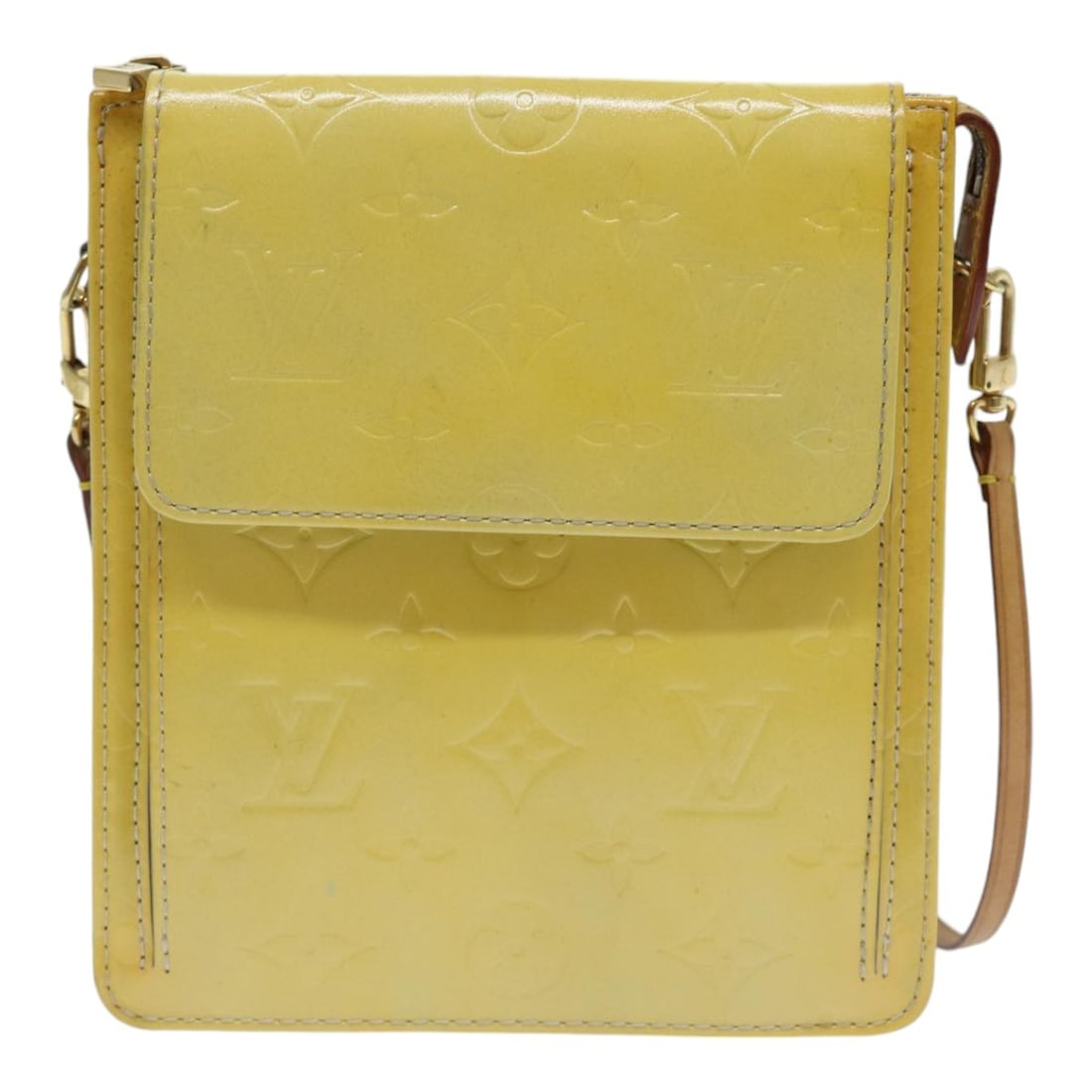 Louis Vuitton Yellow Patent Leather Mott Handbag 16.5x18x5cm (1 of 18)
