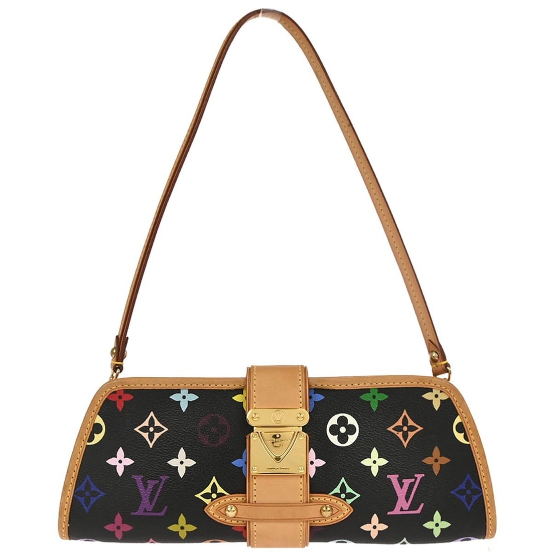 Louis Vuitton Shirley Black Multicolor Monogram Canvas Crossbody Bag M40050: Louis Vuitton Shirley Black Multicolor Monogram Canvas Crossbody Bag M40050 This Louis Vuitton Shirley shoulder bag features the iconic black multicolor monogram canvas complemented by leather accents