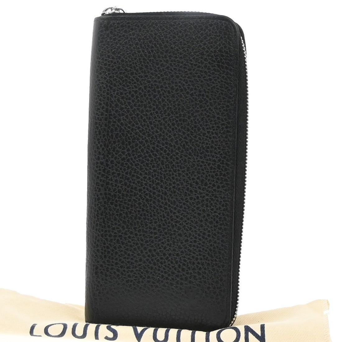 Vertical Zippy Leather Wallet by Louis Vuitton in Black: Vertical Zippy Leather Wallet by Louis Vuitton in Black The Louis Vuitton Zippy Wallet Vertical in black Taurillon leather is a unisex accessory crafted in France. It features a vertical design with d