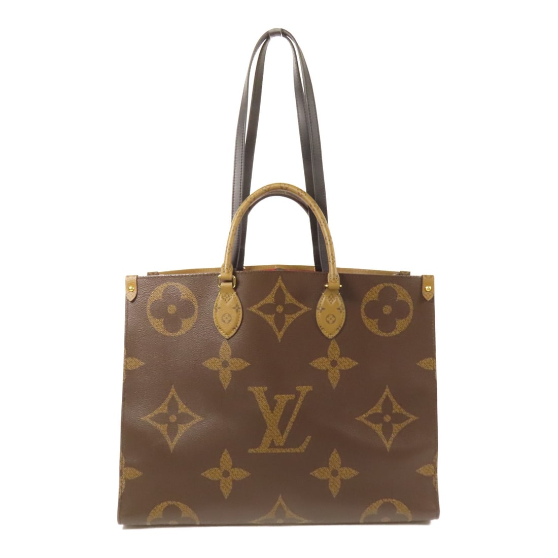 LOUIS VUITTON OnTheGo GM 2 Way Tote Bag Monogram Giant GHW M45320: LOUIS VUITTON OnTheGo GM 2 Way Tote Bag Monogram Giant GHW M45320 This stunning LOUIS VUITTON OnTheGo GM Tote Bag is crafted from durable PVC coated canvas in a rich brown color. Designed for versatil