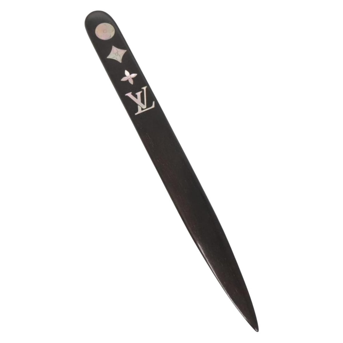 Louis Vuitton Brown Wood Paper Knife Luxury Accessory: Louis Vuitton Brown Wood Paper Knife Luxury Accessory This exquisite Louis Vuitton paper knife combines elegance and functionality in a sleek design. Crafted from high-quality wood, its rich brown col