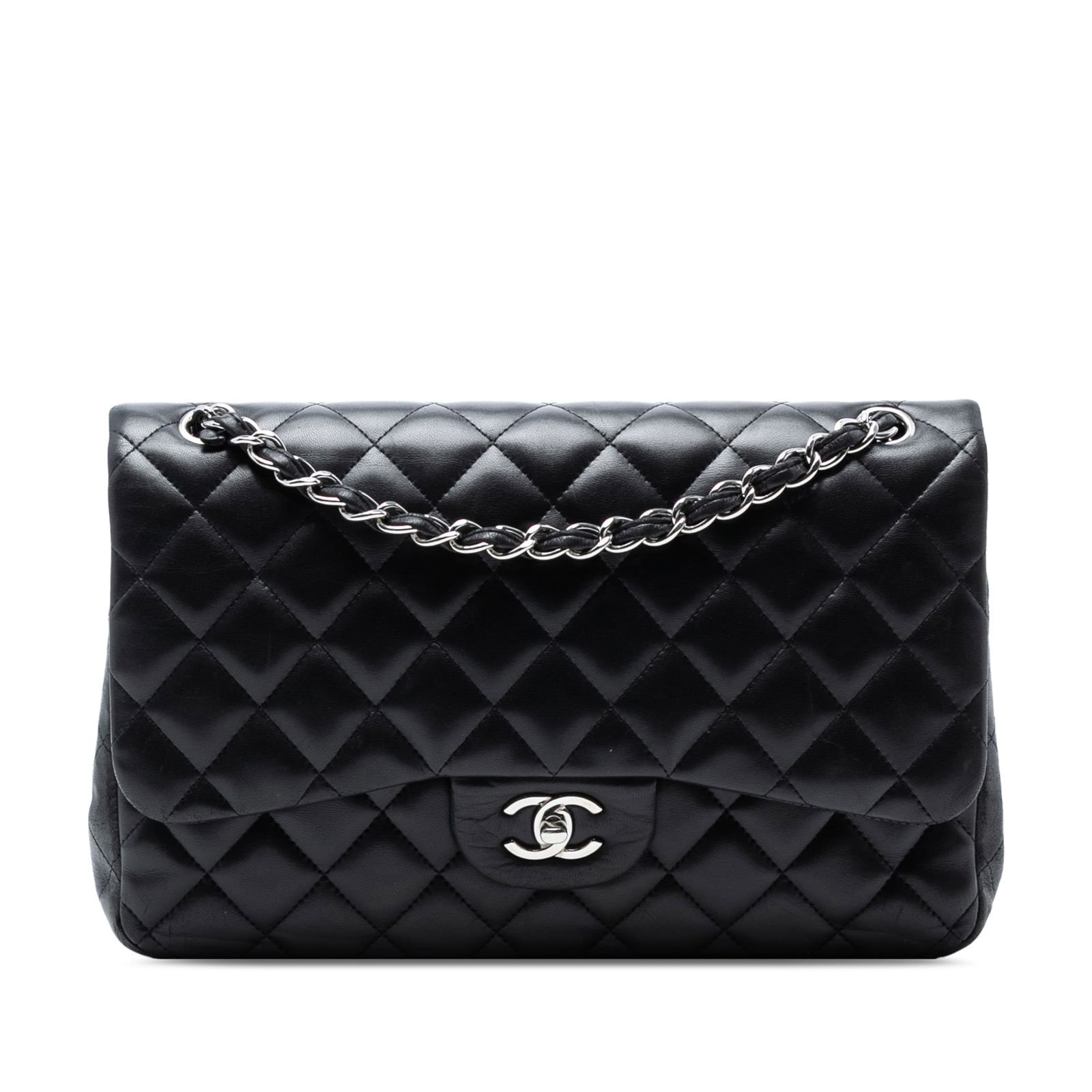 Chanel Jumbo Classic Black Lambskin Double Flap Shoulder Bag (1 of 7)