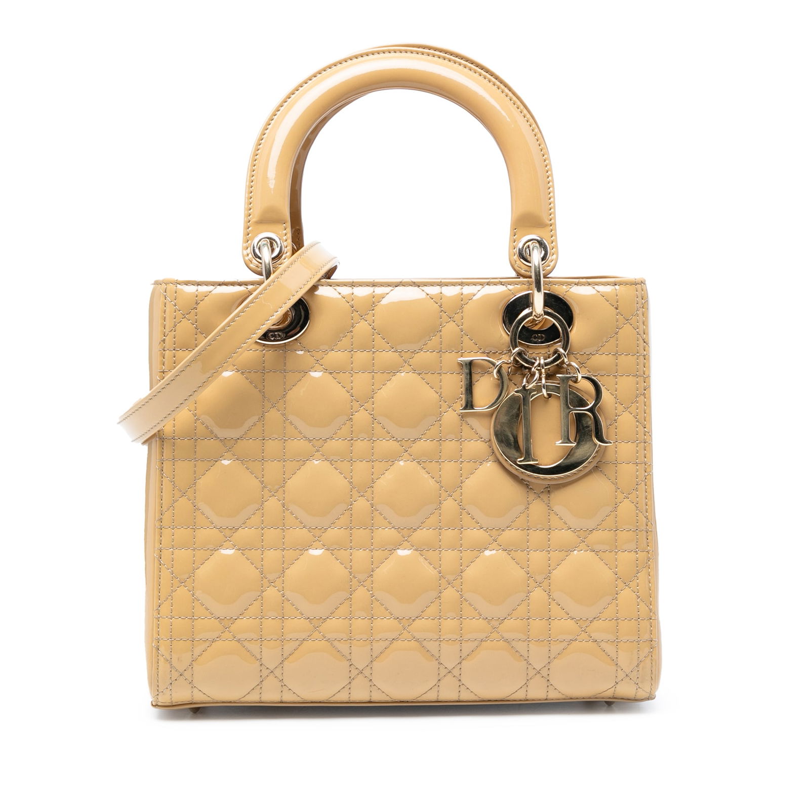 Dior Medium Patent Cannage Lady Dior Brown Leather Handbag (1 of 8)