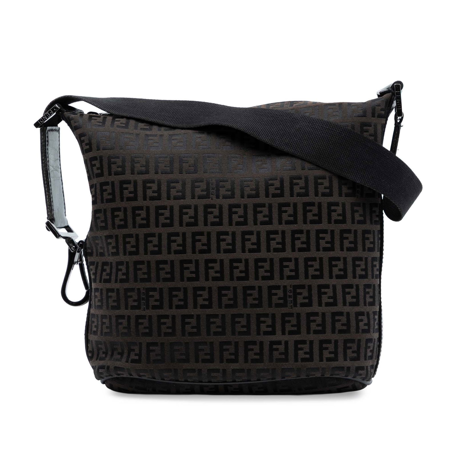 Fendi Zucchino Brown Canvas Shoulder Bag with Leather Trim: Fendi Zucchino Brown Canvas Shoulder Bag with Leather Trim The Fendi Zucchino Canvas Shoulder Bag is a stylish and versatile accessory crafted from durable canvas with elegant leather trim. This bag f