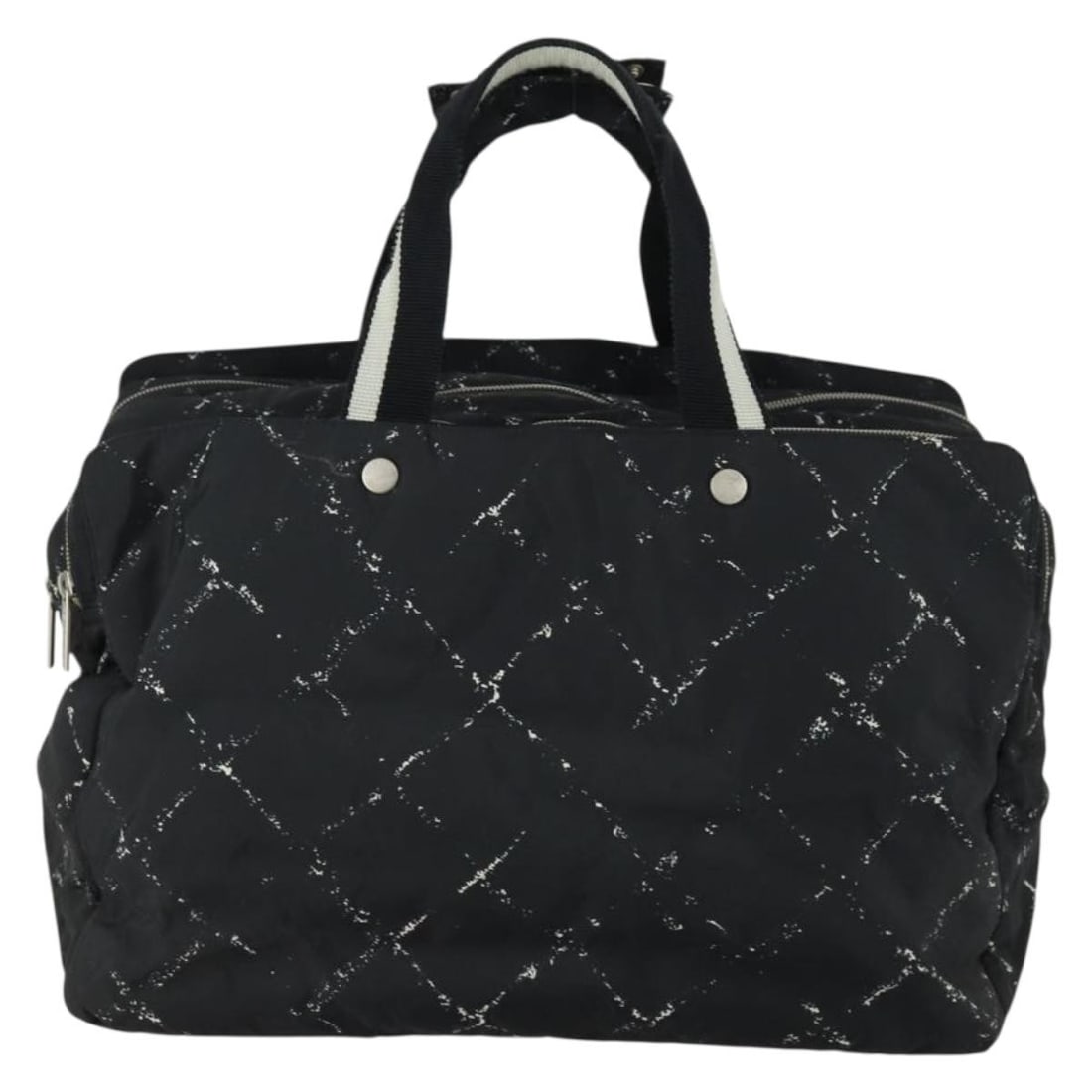 Chanel Nylon Boston Bag Travel Line in Black 45cm x 30cm x 23cm: Chanel Nylon Boston Bag Travel Line in Black 45cm x 30cm x 23cm This Chanel Travel Line Boston Bag is crafted from black nylon, designed for unisex use. It features a spacious interior suitable for tr