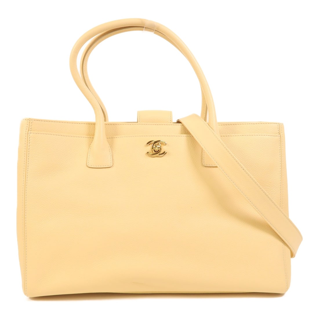 Chanel Cerf Tote Two Way Shoulder Bag Calfskin Leather Yellow Gold Hardware (1 of 18)