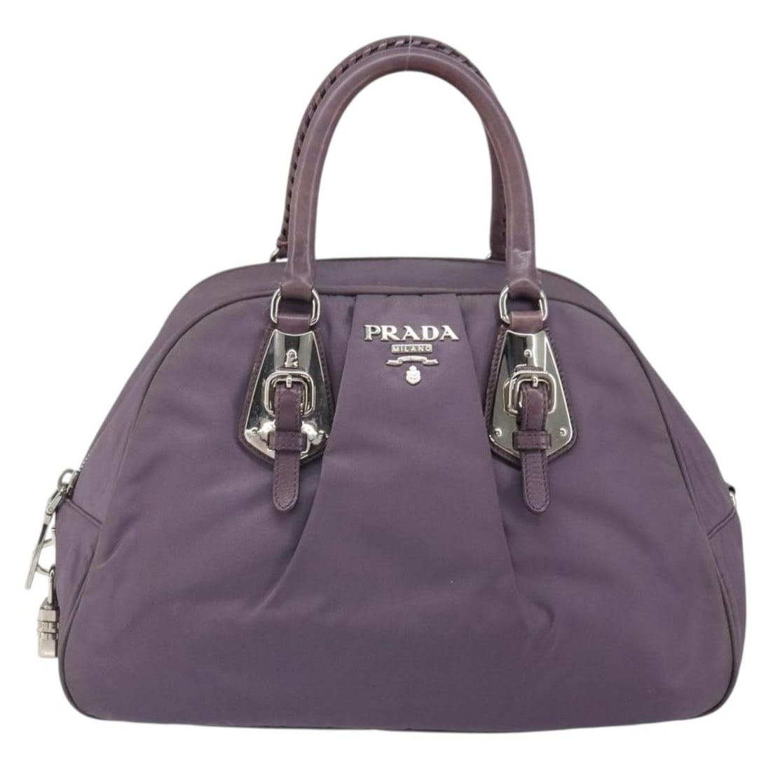 Prada Tessuto Nylon Purple Satchel Buckle Dome 32cm by 20cm by 12cm (1 of 18)