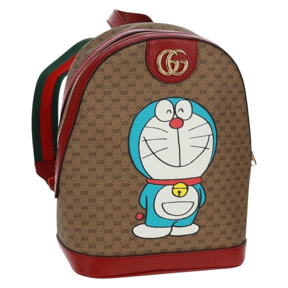 Doraemon Micro GG Supreme Backpack by Gucci PVC Beige Gold 647816: Doraemon Micro GG Supreme Backpack by Gucci PVC Beige Gold 647816 This GUCCI Micro GG Supreme Doraemon backpack features a beige and gold PVC leather exterior with micro small GG canvas detailing. The