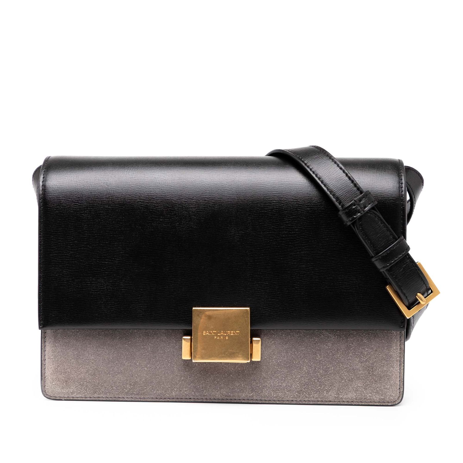 Saint Laurent Medium Bellechasse Bag Black Calfskin Suede: Saint Laurent Medium Bellechasse Bag Black Calfskin Suede Introducing the Saint Laurent Medium Bellechasse Bag, an elegant accessory crafted from luxurious calfskin leather with sophisticated suede pa